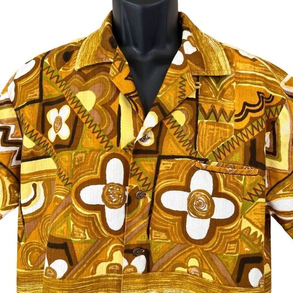 Vintage 60’s Kamehameha Hawaii Floral Abstract Hawaiin Shirt - Picture 2 of 9